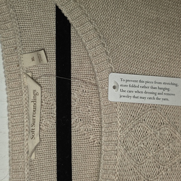 Soft Surroundings Reza 3/4 Sleeve Flare Sweater Beige Oatmeal XL NWT Blend - Picture 2 of 6